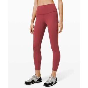 LULULEMON Women's Wunder Under High-Rise Tight 25" Size 18 Red Chianti EUC